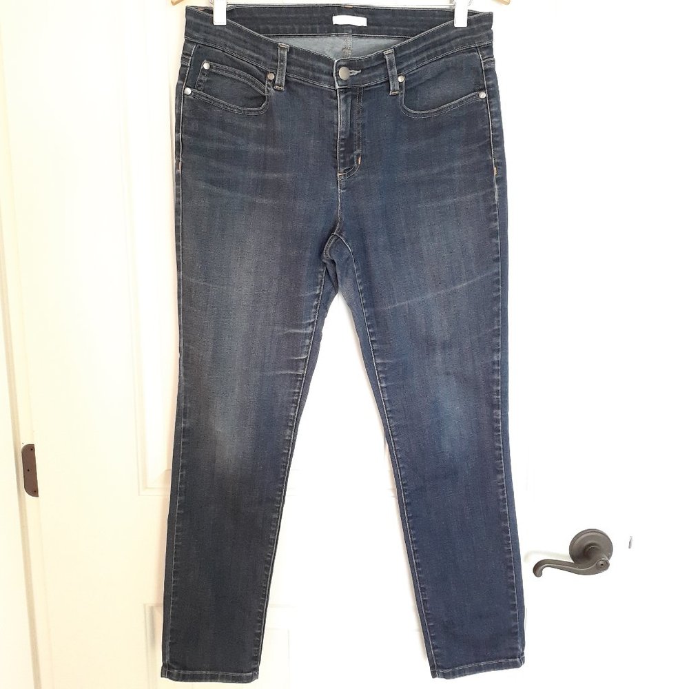 Eileen Fisher Mid Rise Medium Wash Skinny Ankle Jeans Size 8